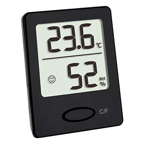 Image of TFA Dostmann Digital Thermo-Hygrometer, Hygrometer Digital Indoor Humidity Meter for Mould Prevention, Healthy Room Climate with Smiley Face with Comfort Zones, 4.6 x 5.9 cm, Black