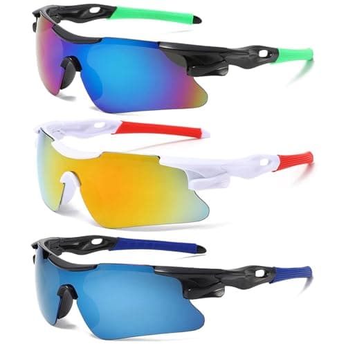 Image of Kids Sunglasses, 3 Pack Sunglasses Boys Girls, UV Protection Sun Glasses, Lightweight Durable Design Sun Glasses, UV Protection Safety Goggles for Cycling Running Baseball Golf, for 14+ Boys and Girls