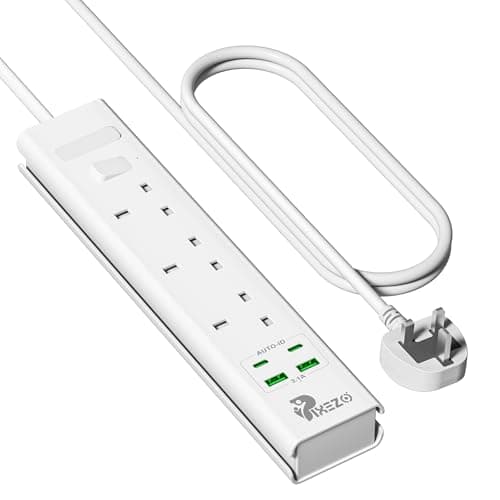 Image of Extension Lead | Extension Lead with USB Slots | Surge Protected Extension Board with 3 AC Outlets and 4 USB ports (2 USB A - IQ 2.4A, 2 USB C - IQ 3.0A) Cable 3M Long