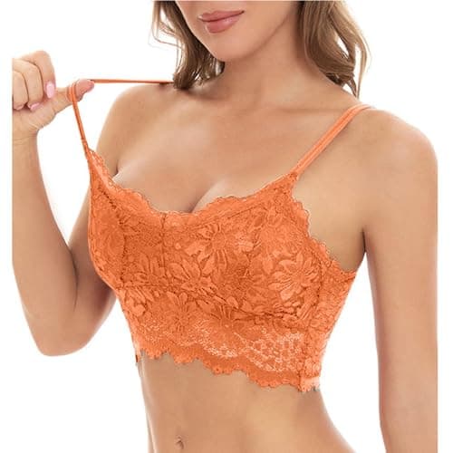 Image of HAOLEI Women Lace Bralette Camisole Bras V Neck Padded Bralette Seamless Bandeau Sleeping Bra Tube Crop Vest Top Sexy Backless Corset with Straps and Removable Pads for Ladies UK Sale Clearance