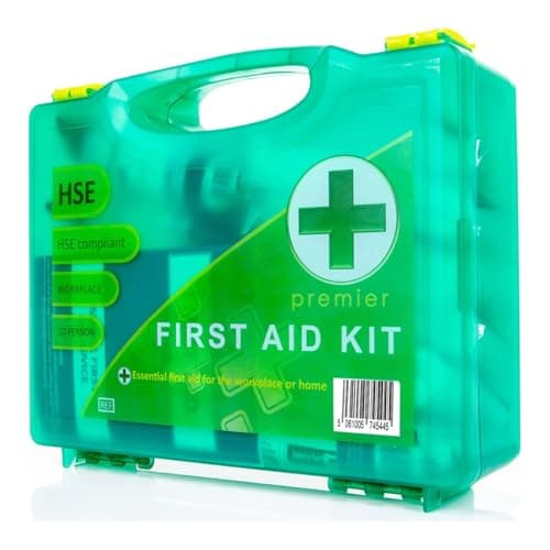 Image of Premier HSE Approved First Aid Kit, Wall-Mounted Hard Case, Complete Accident Safety Set for 1-10 People, Ideal for Home, Office, Workplace, and Emergency Use