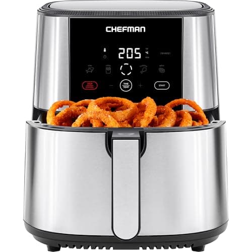 Image of Chefman TurboFry® Touch Air Fryer, XL 7.5 Litre Family Size, 1800W Power, 4 Presets, Uses No Oil, Nonstick Dishwasher-Safe Parts, Automatic Shutoff, Stainless Steel, Uk
