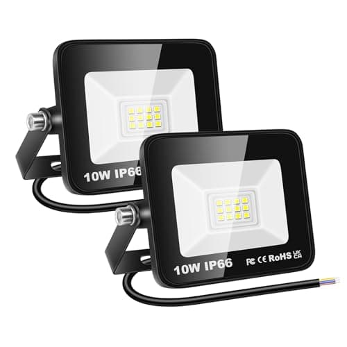 Image of RIGIDON 2 Pcs Outdoor Flood LED Work Light, 10W 1000 Lumens Floodlight, Daylight Cold White Security Lights for Garden Yard Lawn Basketball Football Court Patio Landscape, IP66 Waterproof 6000K