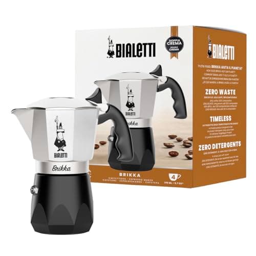 Image of Bialetti New Brikka, Moka Pot, the only coffee maker capable of making a creamy espresso, 4 cups, Aluminum