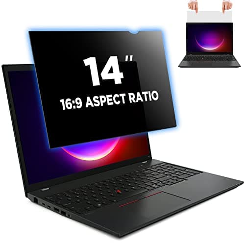 Image of Tefeiyin Laptop Privacy Screen 14 Inch for 16:9 Aspect Ratio, Anti-Spy Privacy Filter & Anti Glare Blue Light Blocking Protector Shield - WxH: 12 3/16" x 6 7/8" (310mm x 174mm)