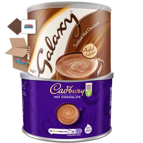 Image of Luxury Hot Chocolate Bundle – 2 x 1kg Chocolate Drink Tubs | Creamy Instant Hot Cocoa Mix Assortment | Indulgent Milk Chocolate Flavours – Gift Bundle Set (2kg Total) Boxed Treatz