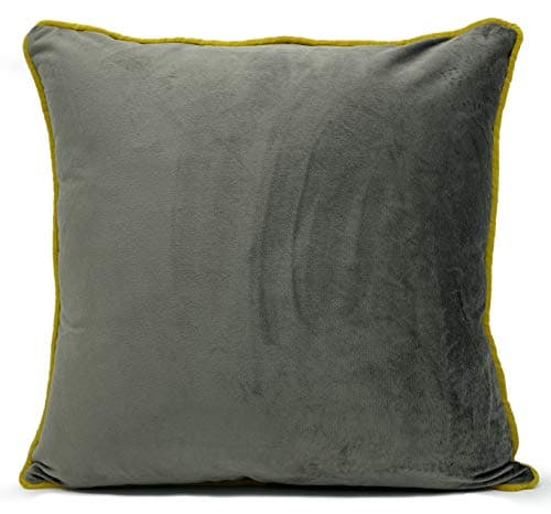 Image of Large Cushions cover or filled cushion Velour ITALY Plush Velvet 2 tone PIPED | 17"X17" SET OF 4 Covers only | Silver grey