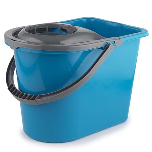 Image of Beldray LA036810TQ Large 14 Litre Mop Bucket – Classic Cleaning Bucket with Detachable Wringer, Carry Handle, Ergonomic Dipped Edge, Lightweight & Portable, Durable Plastic Bucket, Turquoise/Grey
