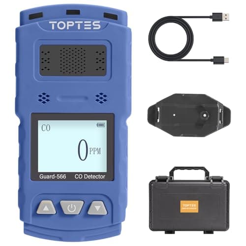 Image of TopTes Guard-566 Portable Carbon Monoxide Detector, Rechargeable CO Detector with Back Clip, Vibration, Visual & Audible Alarms, 168h Long Standby, Adjustable Alarm Thresholds for Home, Work Use