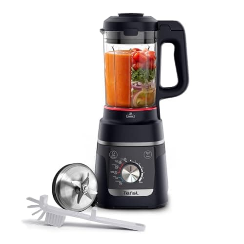 Image of Tefal Blendforce Cook, Soup Maker & Blender, 5 Auto-Programs,1.5L Glass Jug, Removable Blades, Auto-Cleaning Program & Brush, Hot & Cold Kitchen Blender, 1000W, Dark Navy BL5758G0