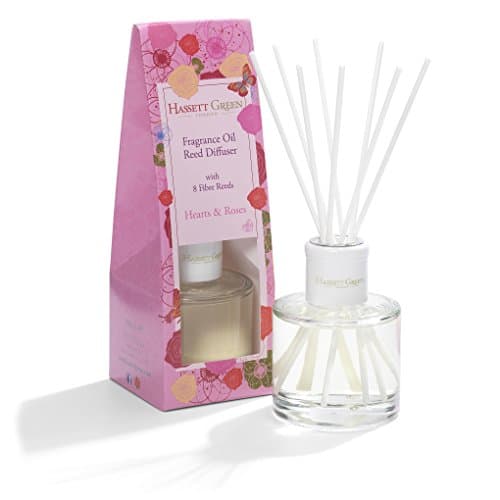 Image of Hassett Green London - Hearts & Roses - Fragrance Oil Reed Diffuser - 100ml Glass Bottle with 8 Fibre Reeds