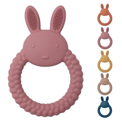 Image of Teething Toys for Baby, Easy to Hold BPA Free Silicone Teethers,Rabbit Baby Teething Toy,Baby Toys for Babies 3 6 12 Months, Boy, Girl, Infant (Deep Pink)