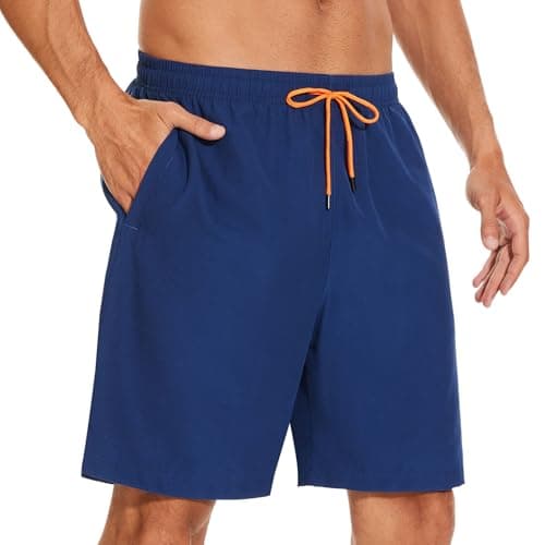 Image of YUTYTH Men’s Swimming Shorts Swim Trunks Waterproof Quick Dry Beach Shorts Surfing Board Shorts with Mesh Liner and Pockets Navy
