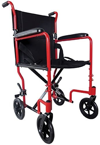 Image of Ability Superstore Compact Lightweight Aluminium Transport Wheelchair, Red