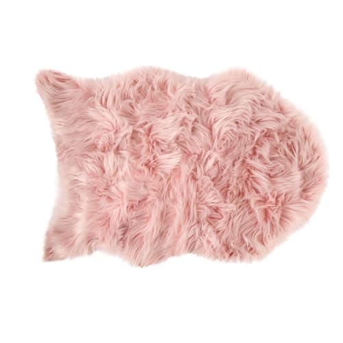 Image of Emma Barclay Faux Fur Sheepskin Style Rug for Bedroom Living Room Fleece Chair Cover Seat Pad Pink Fluffy Bedroom Bedside Rugs Small Medium Shaggy Fur Rug - Lux Collection 55cm x 80cm Pink