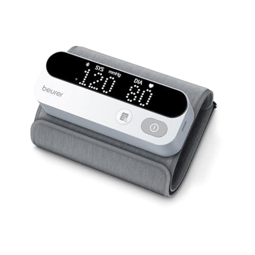 Image of Beurer BM 59 Upper Arm Blood Pressure Monitor Cuff Without Tubes and Cables, LED Risk Indicator, Heart Rhythm Disorder Detection, Upper Arm Circumference 22-42 cm, with App Connection