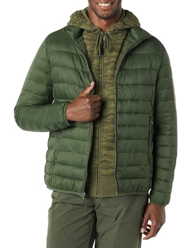 Image of Amazon Essentials Men's Packable Lightweight Water-Resistant Puffer Jacket (Available in Big & Tall), Dark Green, M