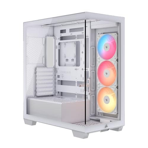 Image of CORSAIR 3500X RS-R ARGB Panoramic Mid-Tower PC Case – 3x Pre-Installed RS120-R ARGB Fans, GPU Anti-Sag Arm, Fits up to 10x 120mm Fans, Reverse Connection Motherboard Compatible – White