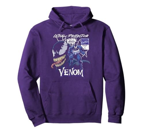 Image of Marvel Venom Comic Lethal Protector Black Distressed Hoodie