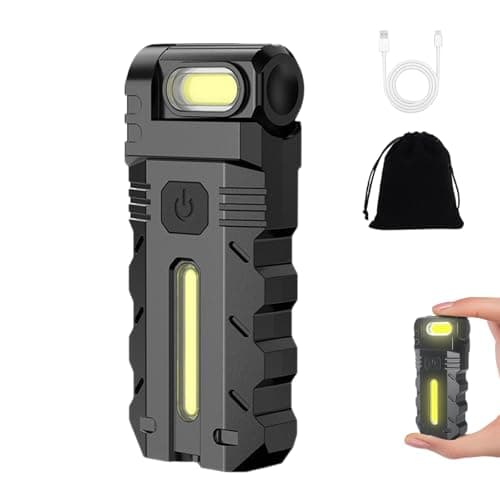 Image of 180° Rotating Head LED Work Light Rechargeable, Super Bright Magnetic Pocket Flashlight with Clip, Portable Keychain Torch for Mechanics, Camping, Emergency and Dog Walking (1)