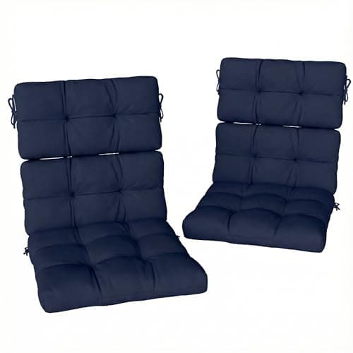 Image of Outsunny 2pc Outdoor Seat Cushions with Backrest, Ties, Water Repellent Seat Pads for Chair, Garden Patio, Dark Blue
