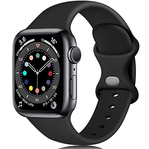 Image of Epova Silicone Strap Compatible with Apple Watch Strap 40mm 38mm 41mm 42mm, Replacement Straps for iWatch SE 3 Series 11 10 9 8 7 6 5 4 3 2 1, Black, Small