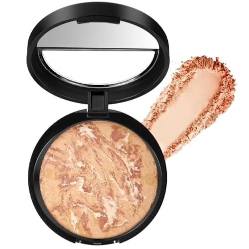 Image of BUTBU Colour Correcting Powder Foundation, Baked Foundation for Mature Skin, Brighten Illuminating Color Correcting foundation, Full Coverage, Shimmer Brick Pressed Bronzer (04 Medium Beige)