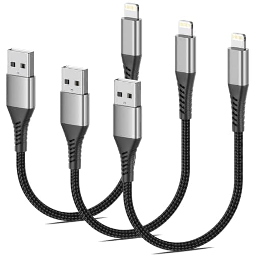 Image of Short iPhone Charging Cable [30CM, 3Pack], MFi Certified Nylon 0.3M USB A to Lightning Lead iPhone Fast Charging Cable Compatible for iPhone 14 1312 11 Pro Max Xs Xr X 8 7 6 Plus SE iPad Air/Mini
