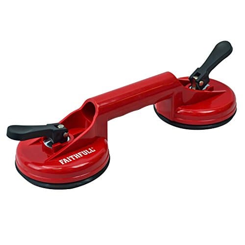 Image of Faithfull Double Pad Suction Lifter 120mm – Tile, Glass & Marble Lifting Tool for Tiling, Glazing, Kitchen & Bathroom Installation - ABS Plastic Body - Load Capacity 45kg Vertical / 30kg Horizontal
