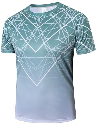 Image of Gaiatiger Men's Gym Shirt Quick Dry Short Sleeve T-Shirt Moisture Wicking Athletic Running Workout Top(T5045) G Green Stripe-L
