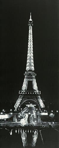 Image of Large Eiffel Tower at Night Canvas Picture Print With 10 LED Lights - Black and White