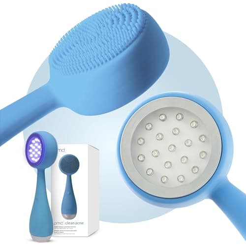 Image of PMD Clean Acne - Smart Facial Cleansing Device with Silicone Brush & Acne-Fighting Blue Light Therapy Treatment - Waterproof - SonicGlow Vibration Technology - Clear Pores, Blackheads, and Acne