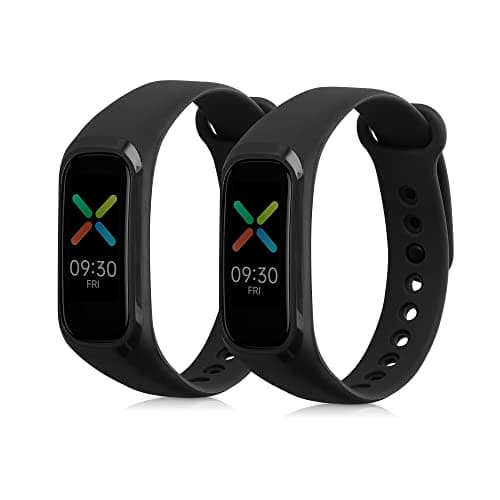 Image of kwmobile Straps for Oppo Band Sport Straps - 2x Replacement Silicone Watch Bands - Smartwatch or Fitness Tracker - Black/Black