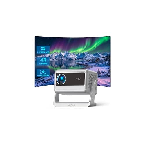 Image of 【Officially-Licensed APP & Auto Focus & Keystone】Mini Smart 4K Projector, VOPLLS 700 ANSI Full HD 1080P WiFi 6 Bluetooth Portable Projector, Moive Projectors for Bedroom/Outdoor/Phone