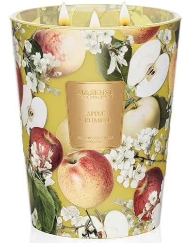 Image of M&SENSE Apple Crumble Extra Large Soy Scented Candle Gifts for Women, 990g 150H Candles for Men Long Burning, 3-Wick Home Fragrance Strong Scented Candle, Organic Non Toxic Big Aromatherapy Candle