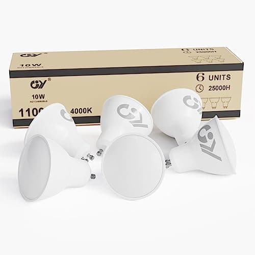 Image of GY GU10 LED Bulbs Neutral White 4000K 10W 1100lm, Energy Saving High Lumen Light Bulbs Equivalent 100W,120° Wide Beam Non-dimmable, Pack of 6