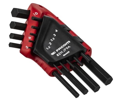 Image of Facom FCM82HJP9A 82H.JP9A Metric Hexagon Key Set - Red (9-Piece)