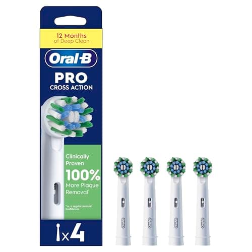 Image of Oral-B Pro Cross Action Electric Toothbrush Head, X-Shape and Angled Bristles for Deeper Plaque Removal, Pack of 4