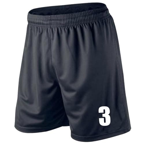 Image of PROSTYLE SPORTS Mens Number Printed Sport Shorts Football Shorts Gym XS-XXL (UK, Alpha, XL, Regular, Regular, Black)