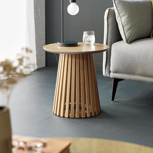 Image of Julian Bowen Ollie Natural Oak Effect 45cm Round Lamp Table