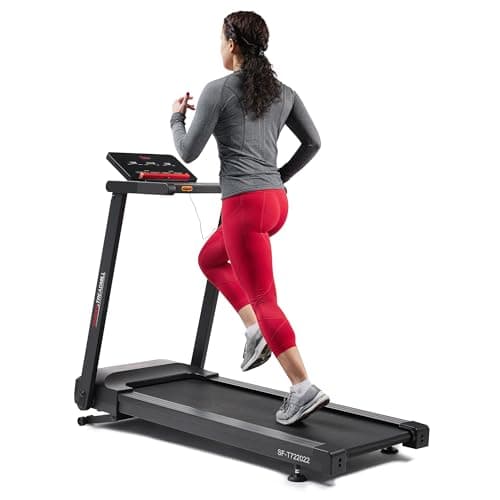 Image of Sunny Health & Fitness Slim Interactive Auto Incline Smart Foldable Treadmill for Home, Brushless Treadmill Walking Pad with 12 Levels Incline, Bluetooth Compatible with SunnyFit App, LED Display