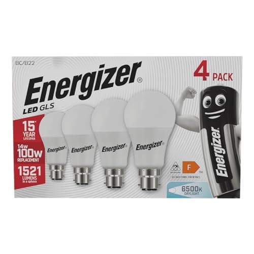 Image of Energizer 100w Equivalent Bayonet Light Bulb - 6500k / Daylight BC/ B22 LED Bulb. Pack of 4. Very Bright 1521lm