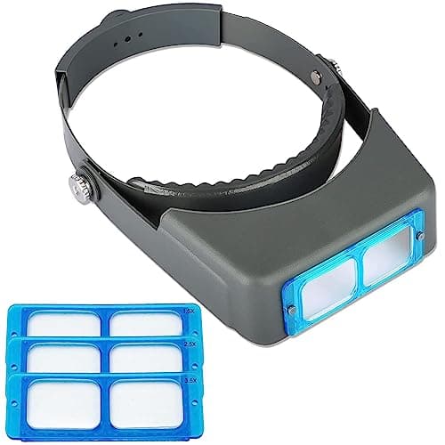 Image of Headband Magnifier, Professional Double Lens Head-Mounted Loupe Jewelry Magnifier, Reading Visor Opitcal Glass Binocular Magnifying Glass with Lens Magnification-1.5X 2X 2.5X 3.5X for Repair, Crafts