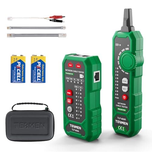Image of TESMEN TLP-900AR Network Cable Tester, RJ11 RJ45, for CAT5/6/POE/STP, Multi-function Cable Tracer with Pairing, Continuity, QC&NCV, Suitable for Ethernet, Telephone, Wire maintenance and sorting-Green