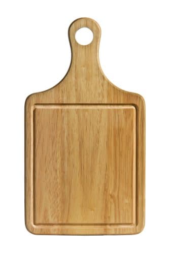 Image of Premier Housewares Rubber Wood Paddle Chopping Board with Groove, 36 x 20 x 1.5 cm