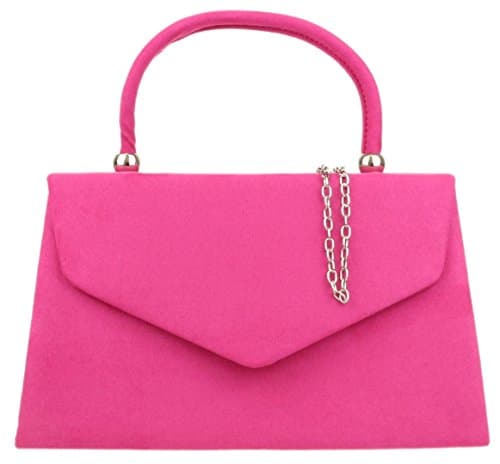 Image of Girly Handbags Womens Top Handle Faux Suede Clutch Bag - Fuchsia