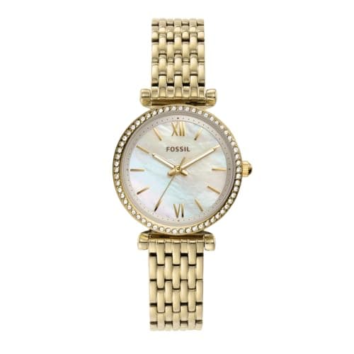 Image of Fossil Carlie Watch for Women, Gold Tone Quartz Three Hand Movement with Stainless Steel Strap,Gold Tone