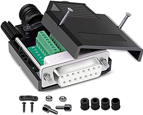 Image of PENGLIN DB15 Solderless Female Connector RS232 D-SUB Serial Adapters, 16mm thinner 15 Pins Solderfree Breakout Board Connector with Case Accessories