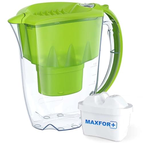 Image of AQUAPHOR Amethyst Water Filter Jug 2.8L with MAXFOR+ Cartridge, Light Green, Reduces Limescale and Chlorine, 200L Capacity