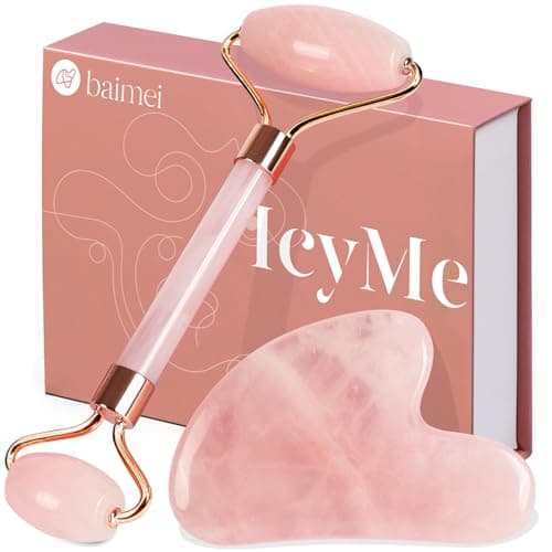 Image of BAIMEI Gua Sha & Jade Roller,Guasha Tool face, Self Care Gift for Women and Men, Massager for Face, Eyes, Neck Care, Skin Care Gifts - Rose Quartz